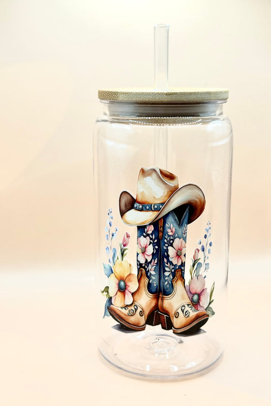 Cowgirl Boots and Blooms Tumbler