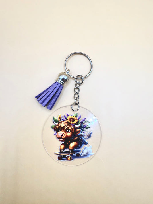 Farmyard Flair Keyring – Highland Cow Edition