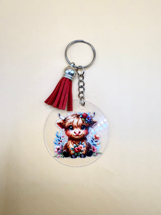 Farmyard Flair Keyring – Highland Cow Edition