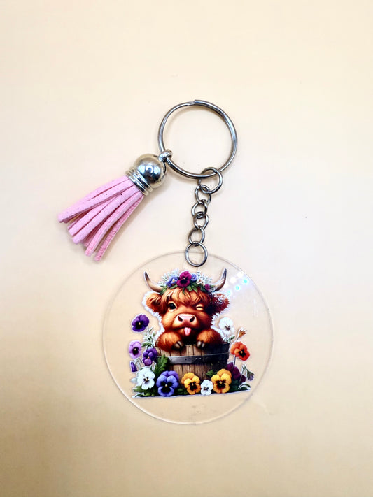 Farmyard Flair Keyring – Highland Cow Edition