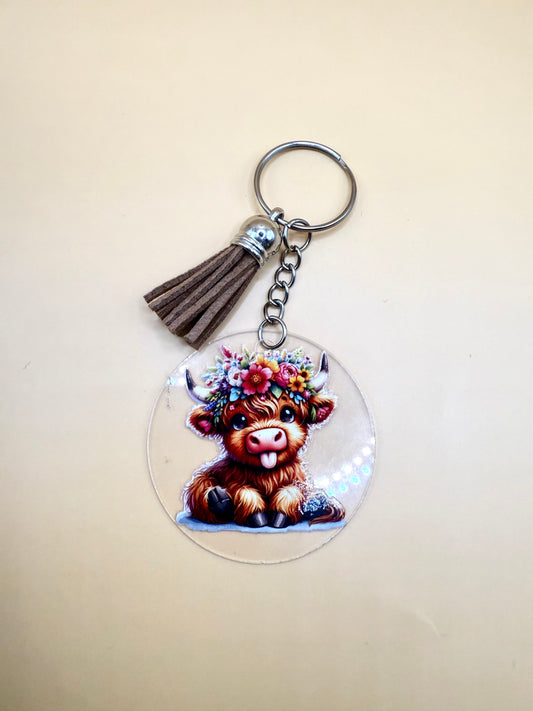 Farmyard Flair Keyring – Highland Cow Edition