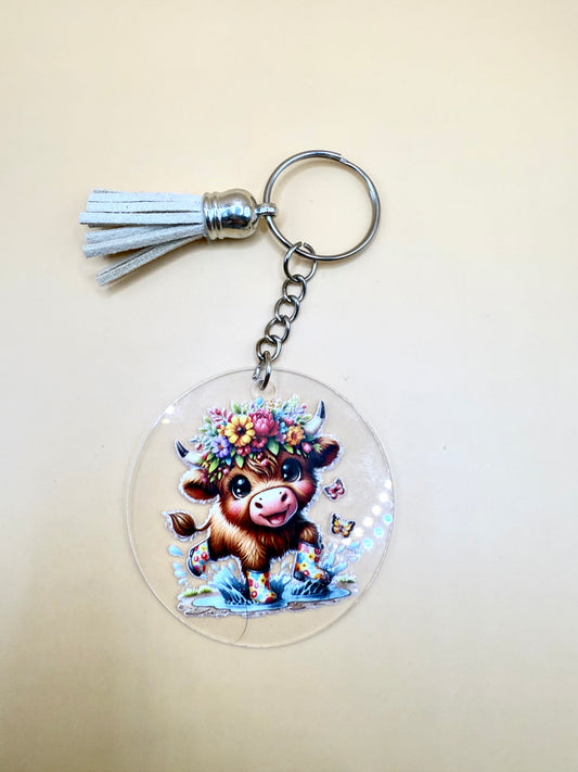 Farmyard Flair Keyring – Highland Cow Edition